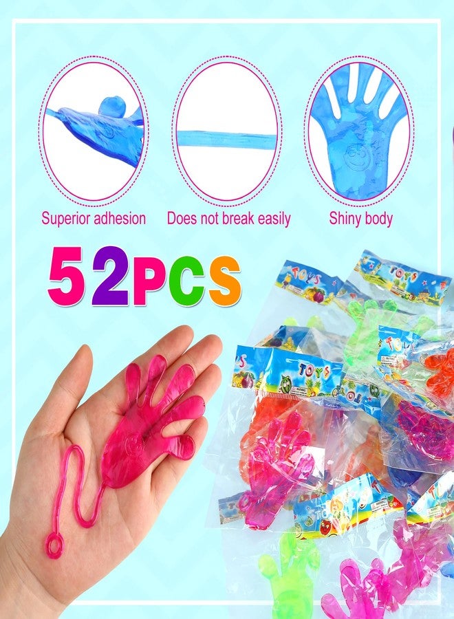 Siwarm 52 pcs Sticky Hands, Party Favors for Kids 4-8 8-12 Goodie Bag Stuffers Treasure Box Prizes Mini Stretchy Hands Fidget Toys Adults Party Supplies Birthday Gifts for Boys Girls Teens - Image 2